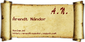 Árendt Nándor névjegykártya